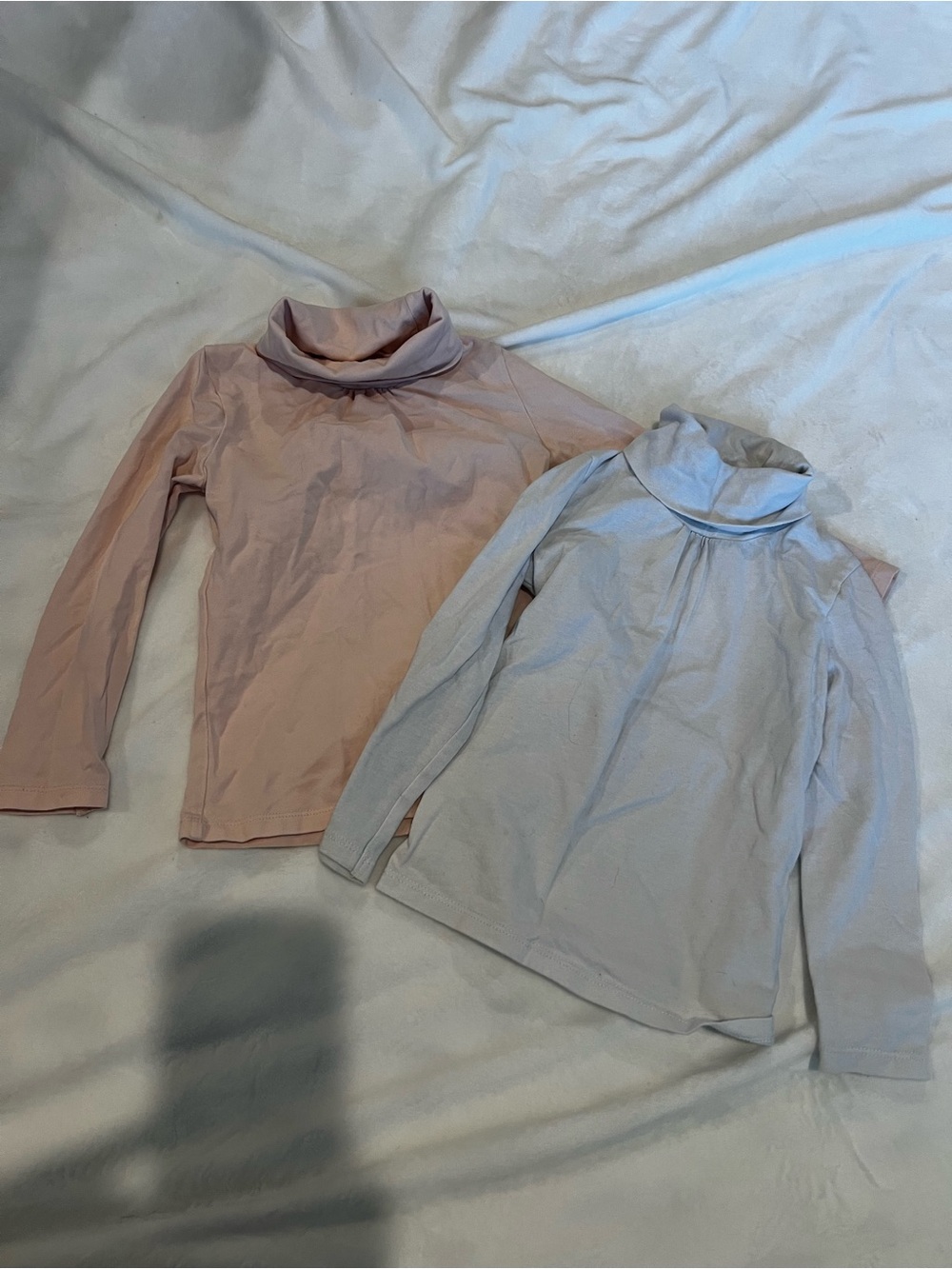 Unacoo Girls' Long-Sleeve Turtleneck Tops — Pink and Light Gray